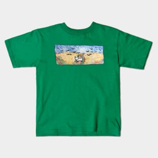 Cat Van Gogh, starry night drawing Kids T-Shirt